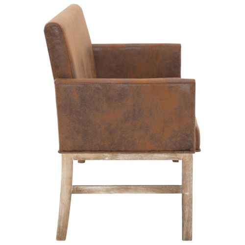 Banc Avec Accoudoir 140 Cm Marron Simili Daim