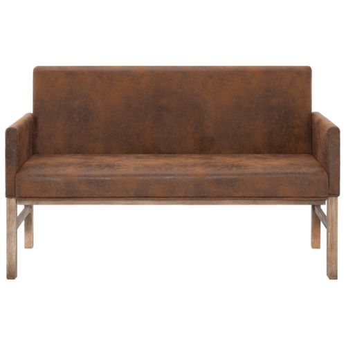 Banc Avec Accoudoir 140 Cm Marron Simili Daim