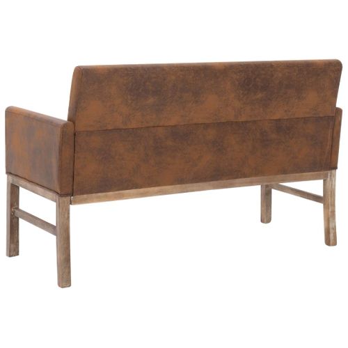 Banc Avec Accoudoir 140 Cm Marron Simili Daim