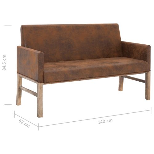 Banc Avec Accoudoir 140 Cm Marron Simili Daim