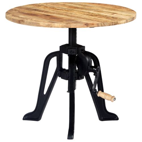 Table D'appoint 60x(46-63) Cm Bois De Manguier Massif Et Fonte