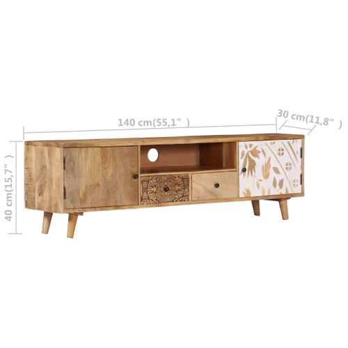 Meuble TV 140x30x40 Cm Bois De Manguier Massif