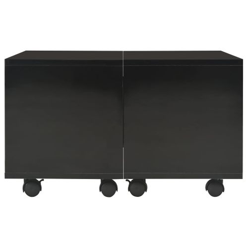 Table Basse Noir Brillant 60x60x35 Cm Bois Contreplaqué