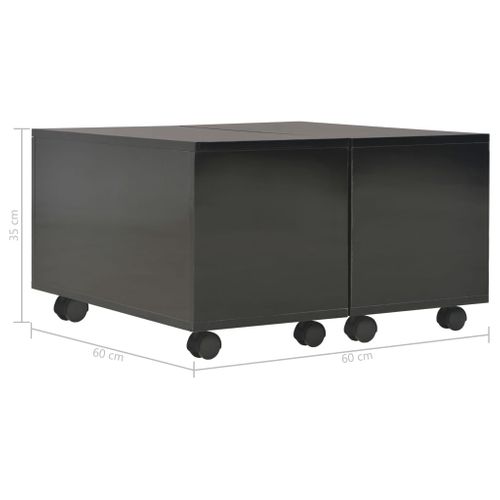 Table Basse Noir Brillant 60x60x35 Cm Bois Contreplaqué