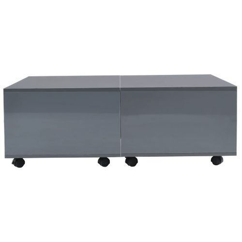 Table Basse Gris Brillant 100x100x35 Cm