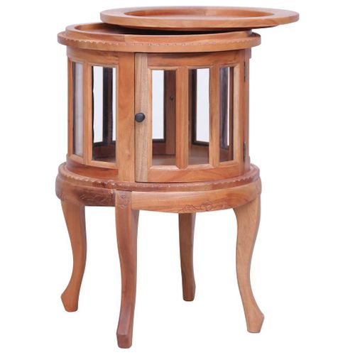 Armoire De Vitrine Naturel 50x50x76 Cm Bois D'acajou Massif