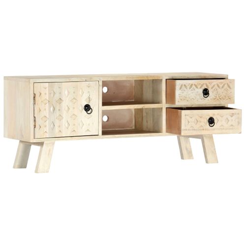 Meuble TV 110x30x44 Cm Bois Massif De Manguier
