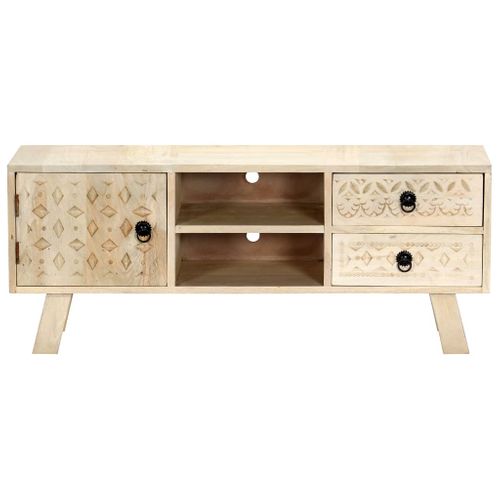 Meuble TV 110x30x44 Cm Bois Massif De Manguier