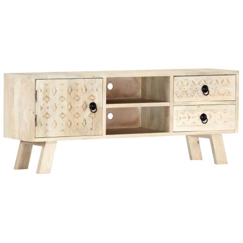 Meuble TV 110x30x44 Cm Bois Massif De Manguier