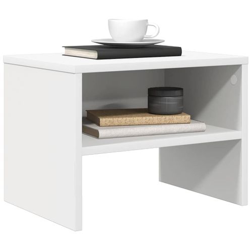 Cabinet De Chevet Avec Design Anti-tip et Rangement Ouvert Blanc 40x30x30 Cm Bois Composé