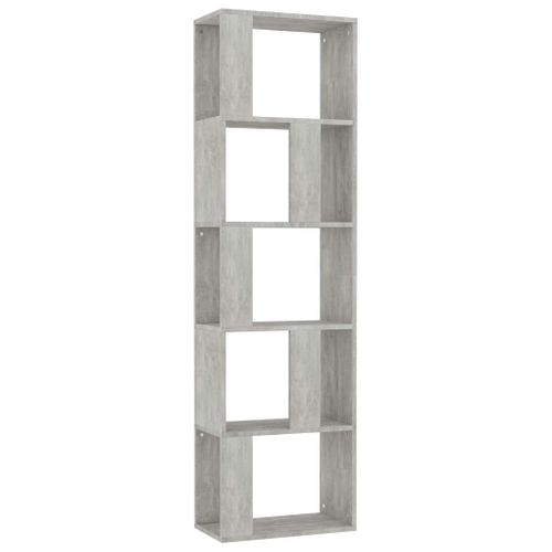 Bibliothèque 5 Compartiments Séparateur De Pièce 45x24x159 Cm Gris Béton Bois Contreplaqué