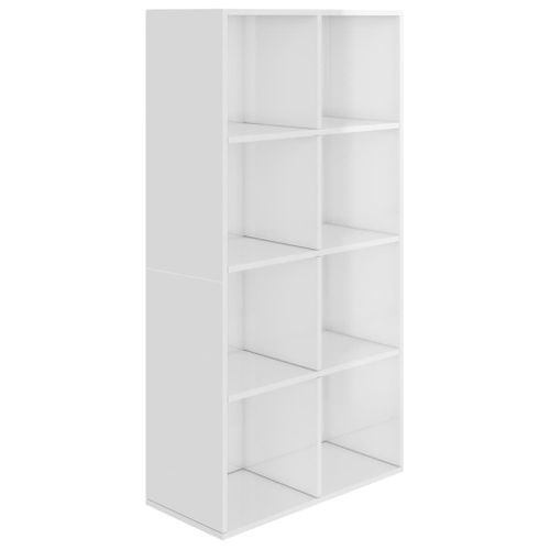 Bibliothèque/buffet Blanc Brillant 66x30x130 Cm Bois Ingénierie