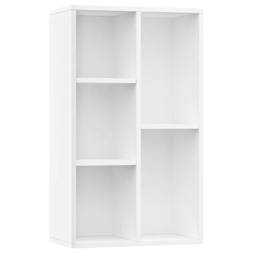 Bibliothèque 5 Compartiments 50x25x80cm, Buffet, Étagère De Rangement Bois Contreplaqué Blanc