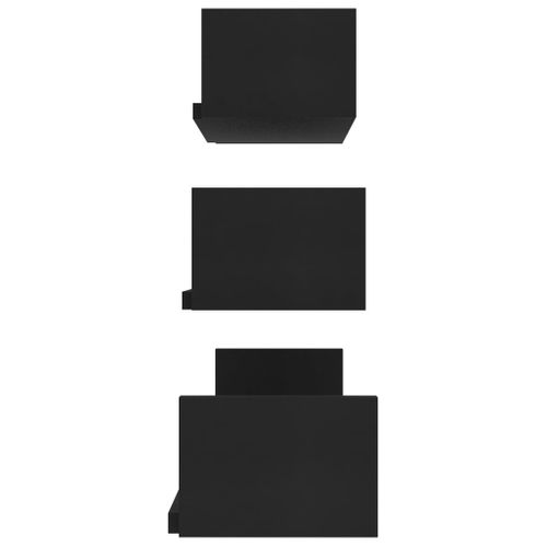 Étagères Murales 3 Pièces Noir Bois Contreplaqué