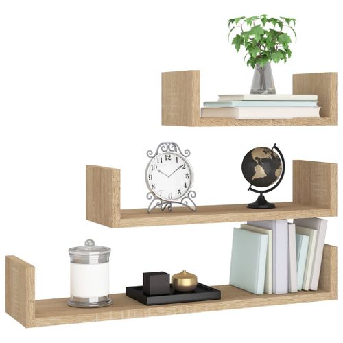 Étagères Murales 3 Pièces Chêne Sonoma Bois Contreplaqué