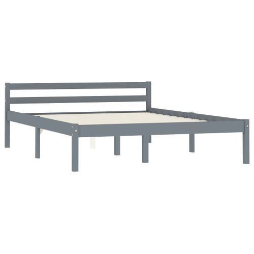 Cadre De Lit Sans Matelas Gris Bois De Pin Massif 120x200 Cm