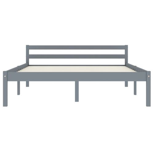 Cadre De Lit Sans Matelas Gris Bois De Pin Massif 120x200 Cm