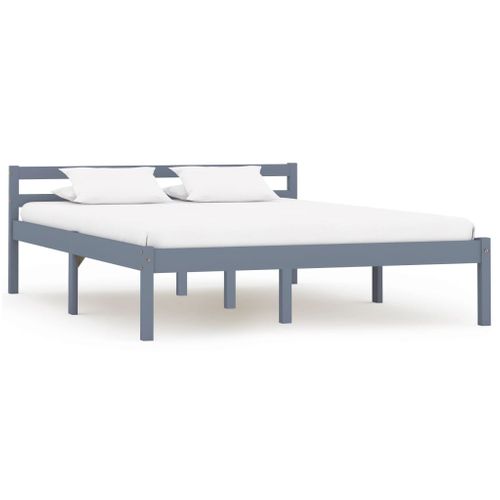 Cadre De Lit Sans Matelas Gris Bois De Pin Massif 120x200 Cm