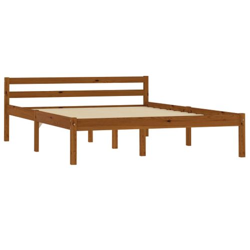 Cadre De Lit Sans Matelas Marron Miel Pin Massif 120x200 Cm