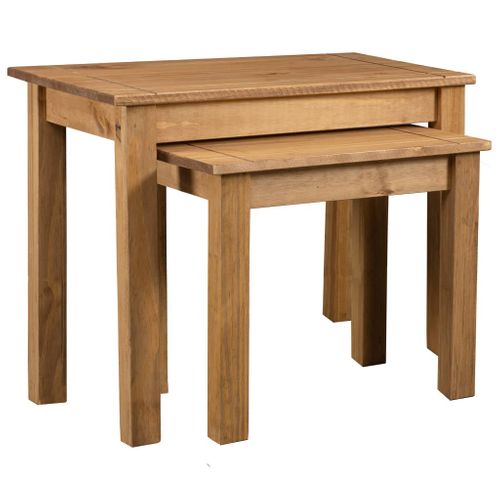 Tables Gigognes 2 Pièces Bois De Pin Massif Assortiment Panama