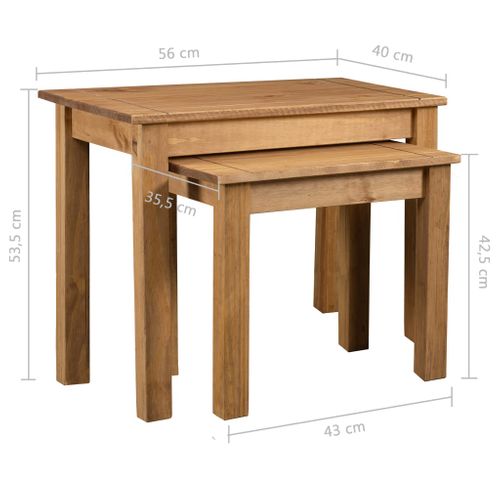 Tables Gigognes 2 Pièces Bois De Pin Massif Assortiment Panama