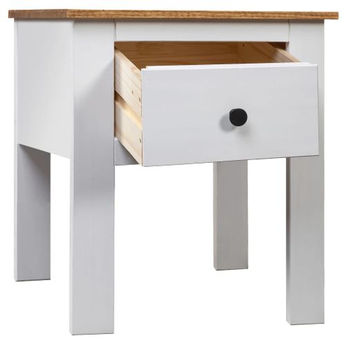 Table De Chevet Blanc 46x40x57 Cm Pin Gamme Panama