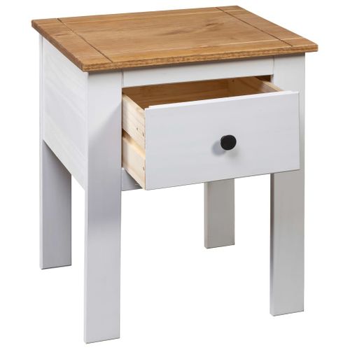 Table De Chevet Blanc 46x40x57 Cm Pin Gamme Panama