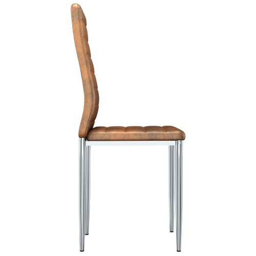 Chaises De Salle À Manger 2 PCs Marron Similicuir Daim