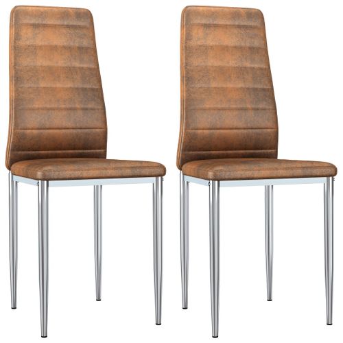 Chaises De Salle À Manger 2 PCs Marron Similicuir Daim