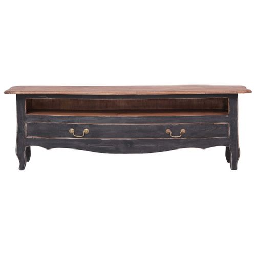 Meuble TV 120 X 30 X 40 Cm Noir Bois De Récupération Massif