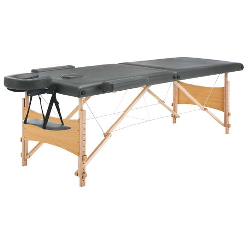 Table De Massage Avec 2 Zones Cadre En Bois Anthracite 186x68cm