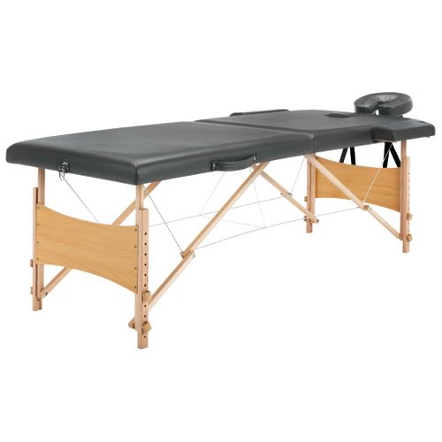 Table De Massage Avec 2 Zones Cadre En Bois Anthracite 186x68cm