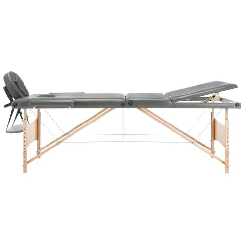 Table De Massage Avec 3 Zones Cadre En Bois Anthracite 186x68cm