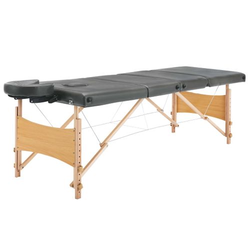 Table De Massage Avec 4 Zones Cadre En Bois Anthracite 186x68cm