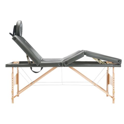 Table De Massage Avec 4 Zones Cadre En Bois Anthracite 186x68cm