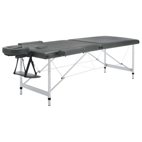 Table De Massage 2 Zones Cadre En Aluminium Anthracite 186x68cm
