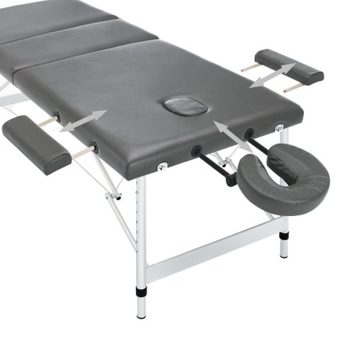 Table De Massage 3 Zones Cadre En Aluminium Anthracite 186x68cm