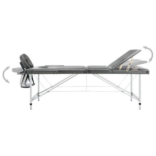 Table De Massage 3 Zones Cadre En Aluminium Anthracite 186x68cm