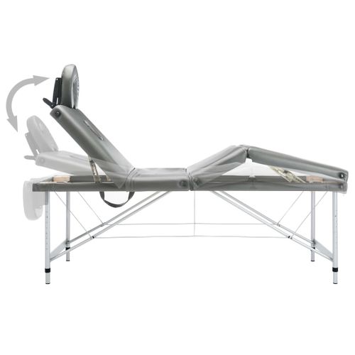 Table De Massage 4 Zones Cadre En Aluminium Anthracite 186x68cm