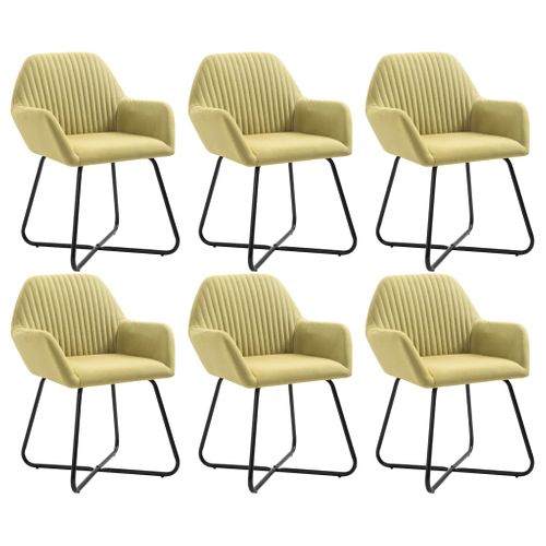 Chaises À Manger Lot De 6 Vert Tissu