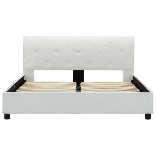 Cadre De Lit Sans Matelas Blanc Simili 120x200 Cm