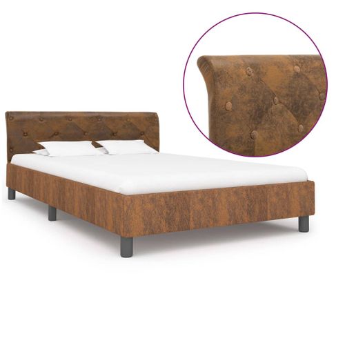 Cadre De Lit Sans Matelas Marron Simili Daim 120x200 Cm