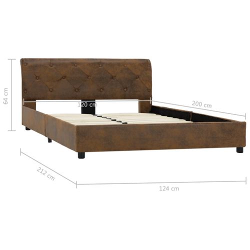 Cadre De Lit Sans Matelas Marron Simili Daim 120x200 Cm