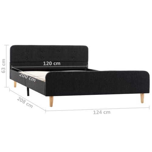 Cadre De Lit Gris Foncé Jute 120 X 200 Cm