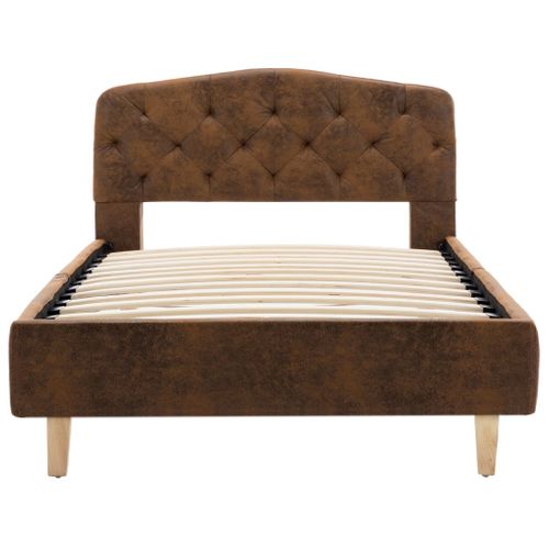 Cadre De Lit Marron Similicuir Daim 90x200 Cm