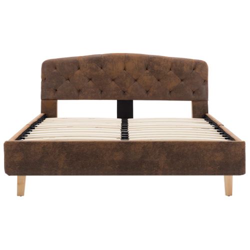 Cadre De Lit Sans Matelas Marron Simili Daim 120x200 Cm