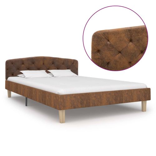 Cadre De Lit Sans Matelas Marron Simili Daim 120x200 Cm