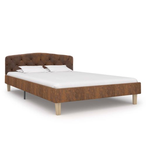 Cadre De Lit Sans Matelas Marron Simili Daim 120x200 Cm
