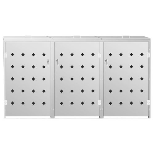 Abri De Poubelle Triple Sur Roulettes 240 L Acier Inoxydable