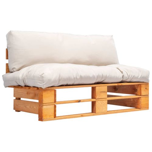 Canapé De Jardin Palette Avec Coussins Sable Pinède